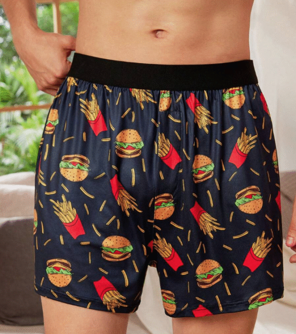 Men's Underwear With Hamburger And French Fries Print Small