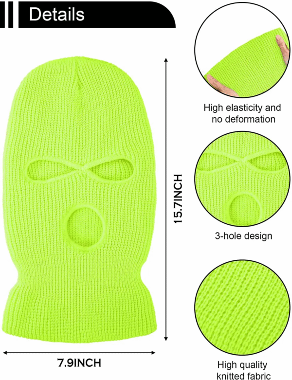 3-Hole Full Face Cover Ski Mask Orange - Image 2